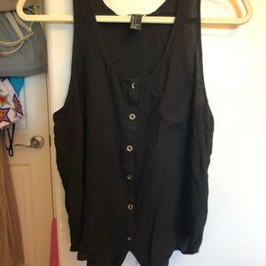 BLACK FLOWY BUTTON- DOWN RACER BACK TANK